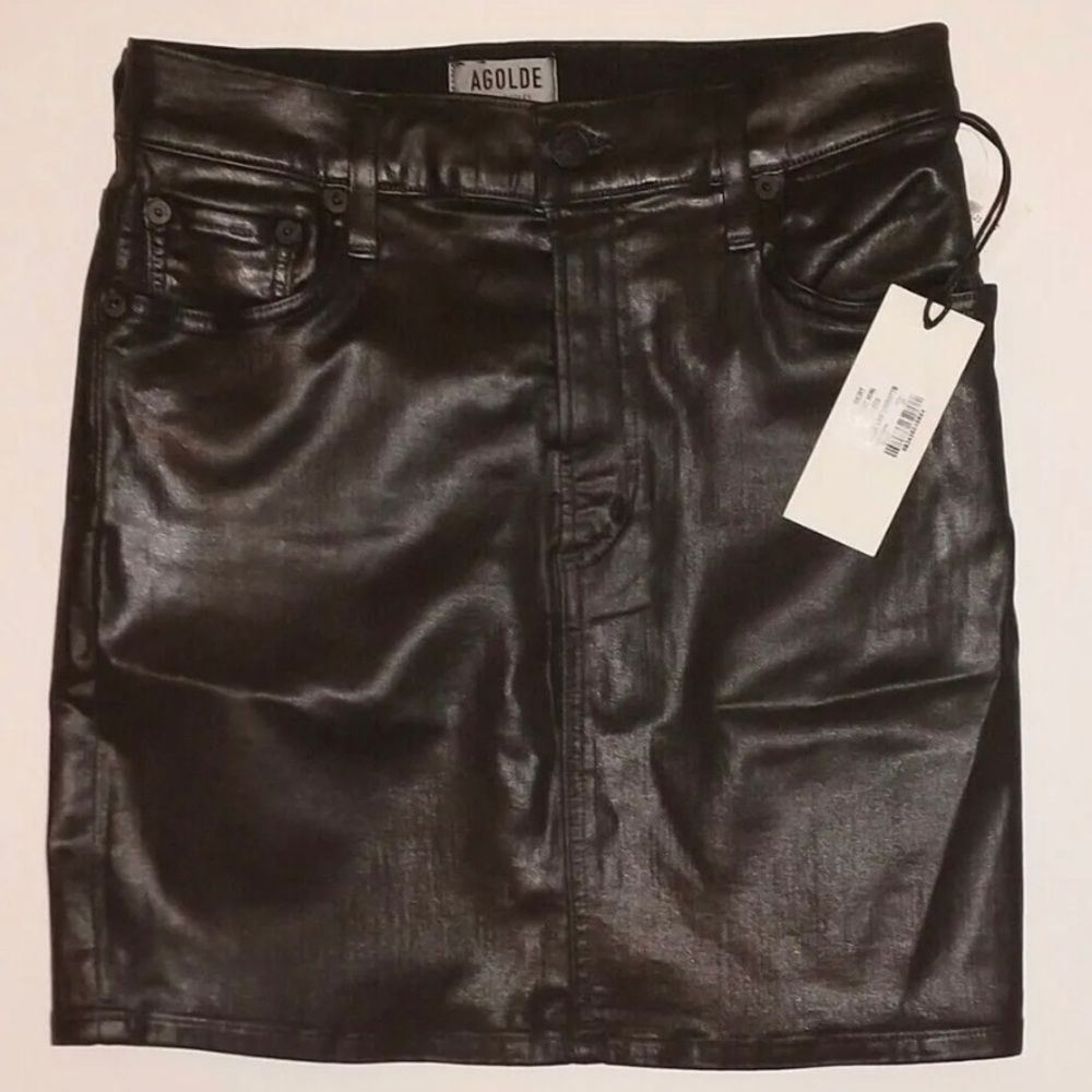 Agolde | Lydia Leatherette Skirt Size 28 Black - Picture 2 of 3